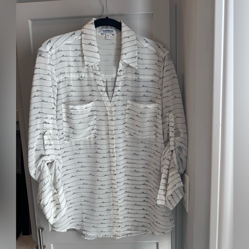 Express Portofino Shirt in White, Good Condition, Size L, Good Condition